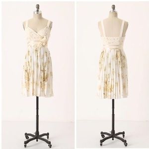 Anthropologie Deletta Tea and Sweets Floral Pleated Dress Size Medium